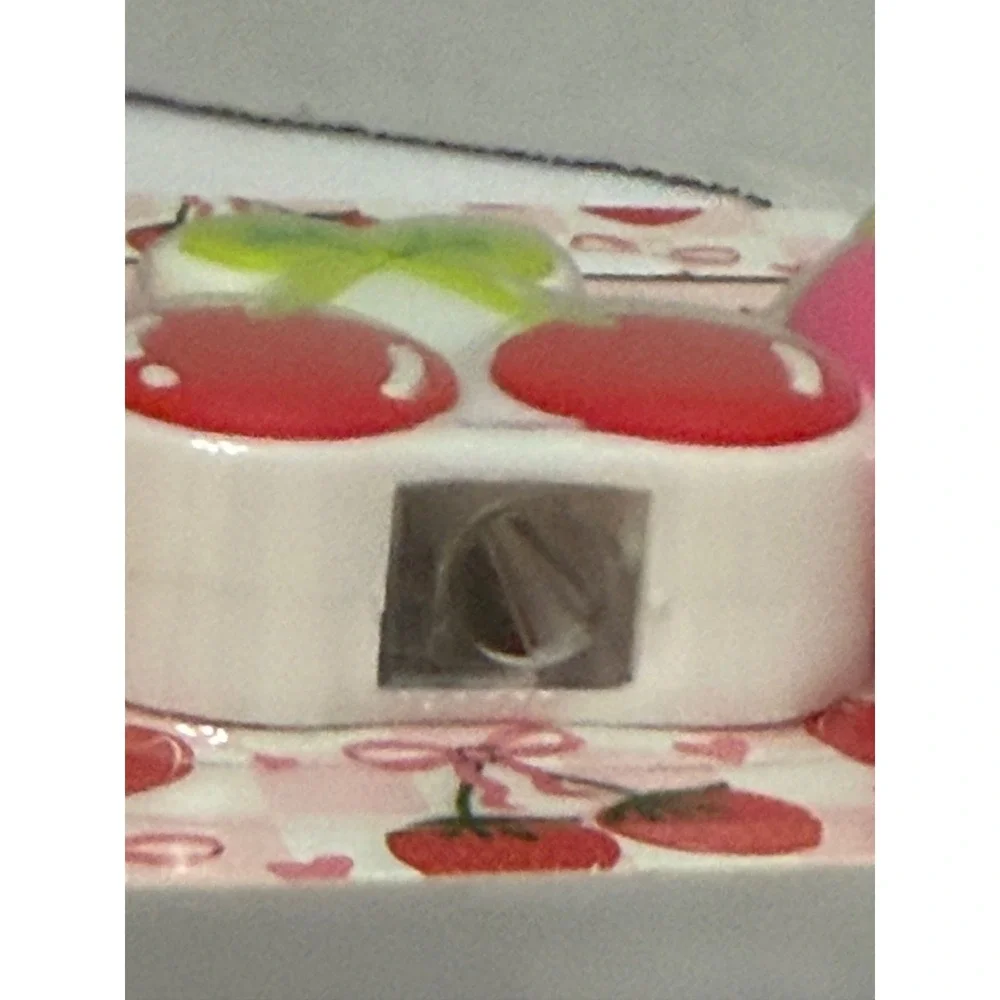 Fourstar Group Fruit Pencil Sharpener Set 2PC Cherry and Strawberry Pink Red NEW
